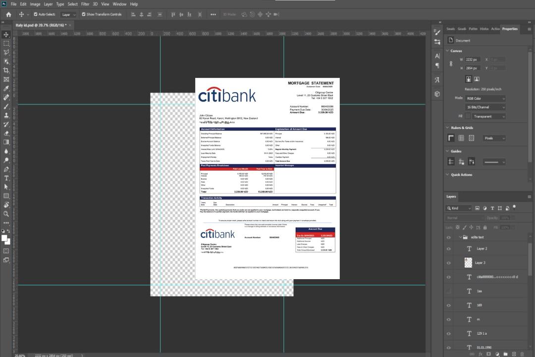 Modèle Word et PDF de relevé hypothécaire de la Citibank Nouvelle , Zélande de Nouvelle , Zélande template